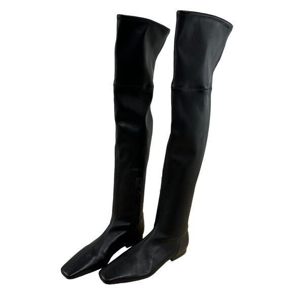 Vince NWOB Nissa 2 Over the Knee Boots Black Size 5M 100% Leather Square Toe - Picture 7 of 10